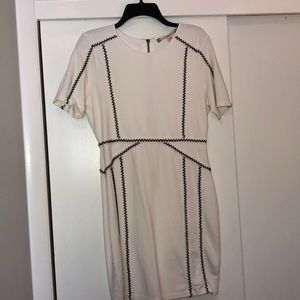 Studded trim, white dress